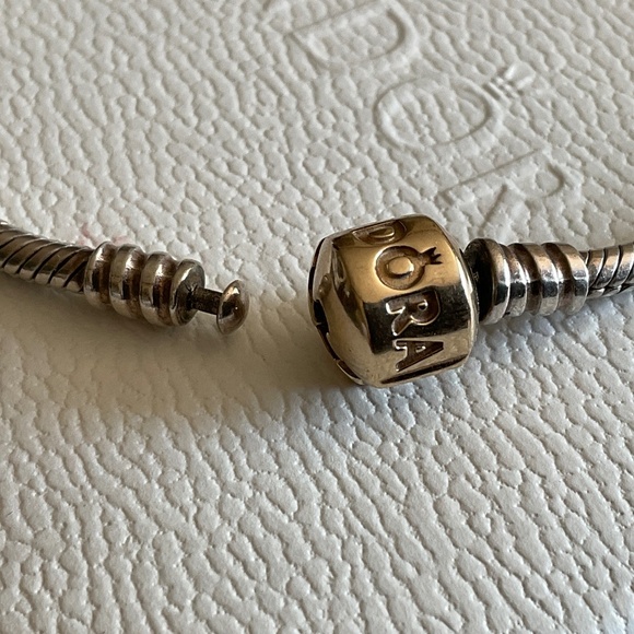 Pandora two ton bracelet 14k solid gold clasp - Picture 5 of 6